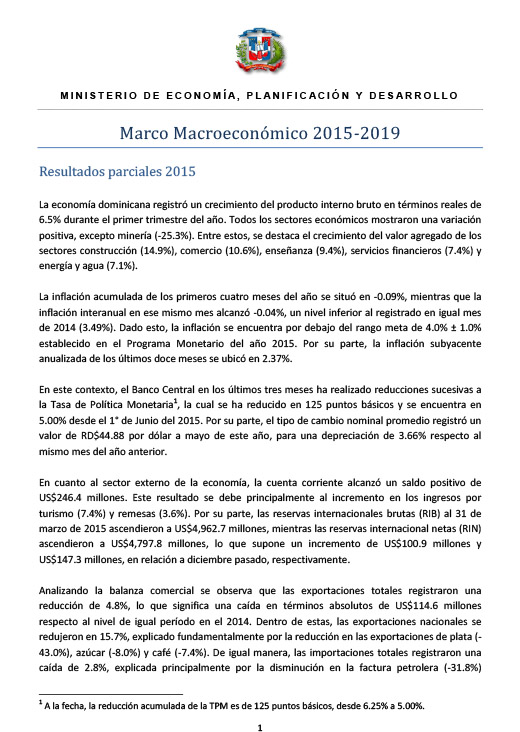 Marco macroeconómico 2015-2019– junio 2015