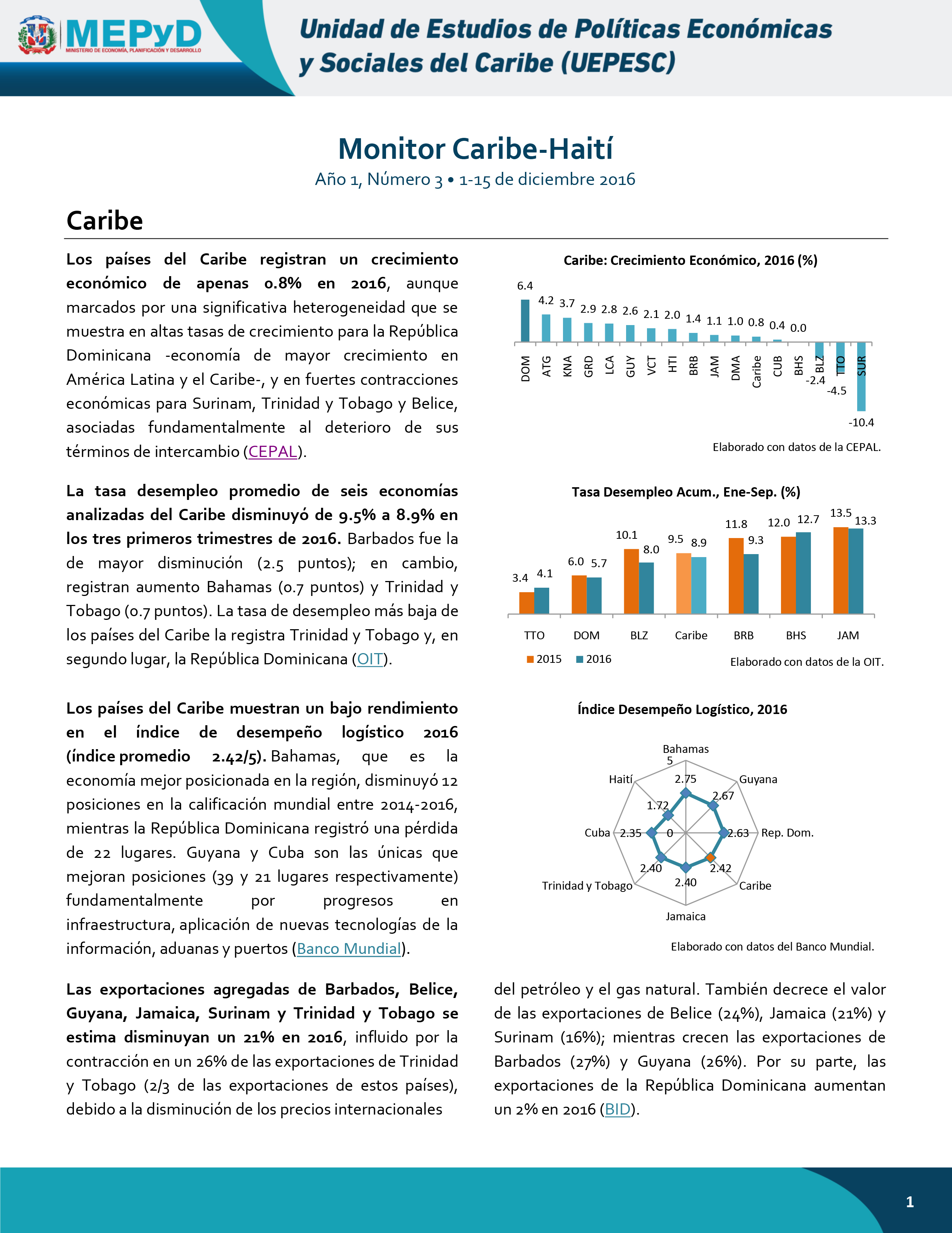 Monitor Caribe-Haití Año 1, Número 23 • 1-15 de diciembre 2016