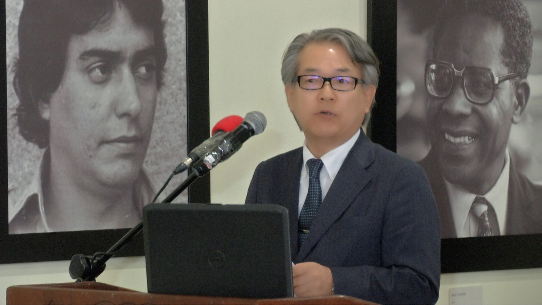 El embajador de Japón en la República Dominicana, Hiroyuki Makiuchi, en el acto de entrega de la donación al Servicio Geológico Nacional.