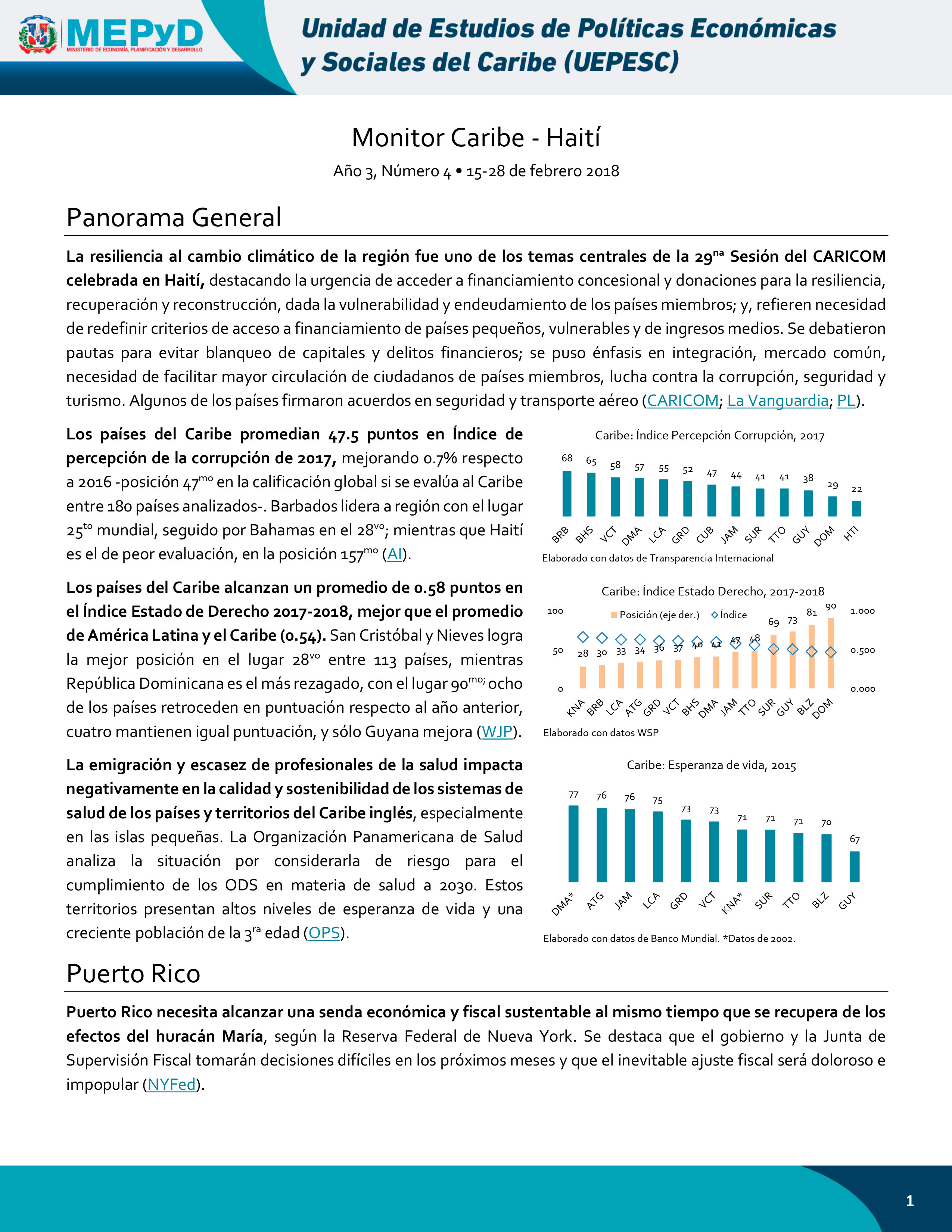 Monitor Caribe-Haití Año 3, Número  4 • 15-28 de febrero 2018