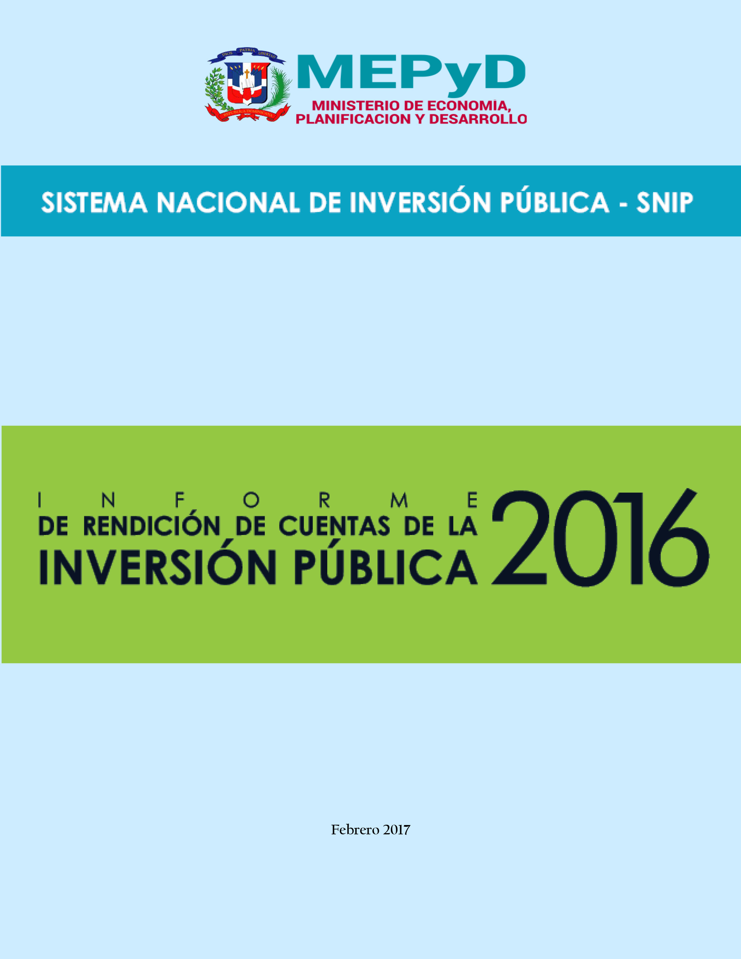 Informe de Ejecución de la Inversión Pública en el 2016