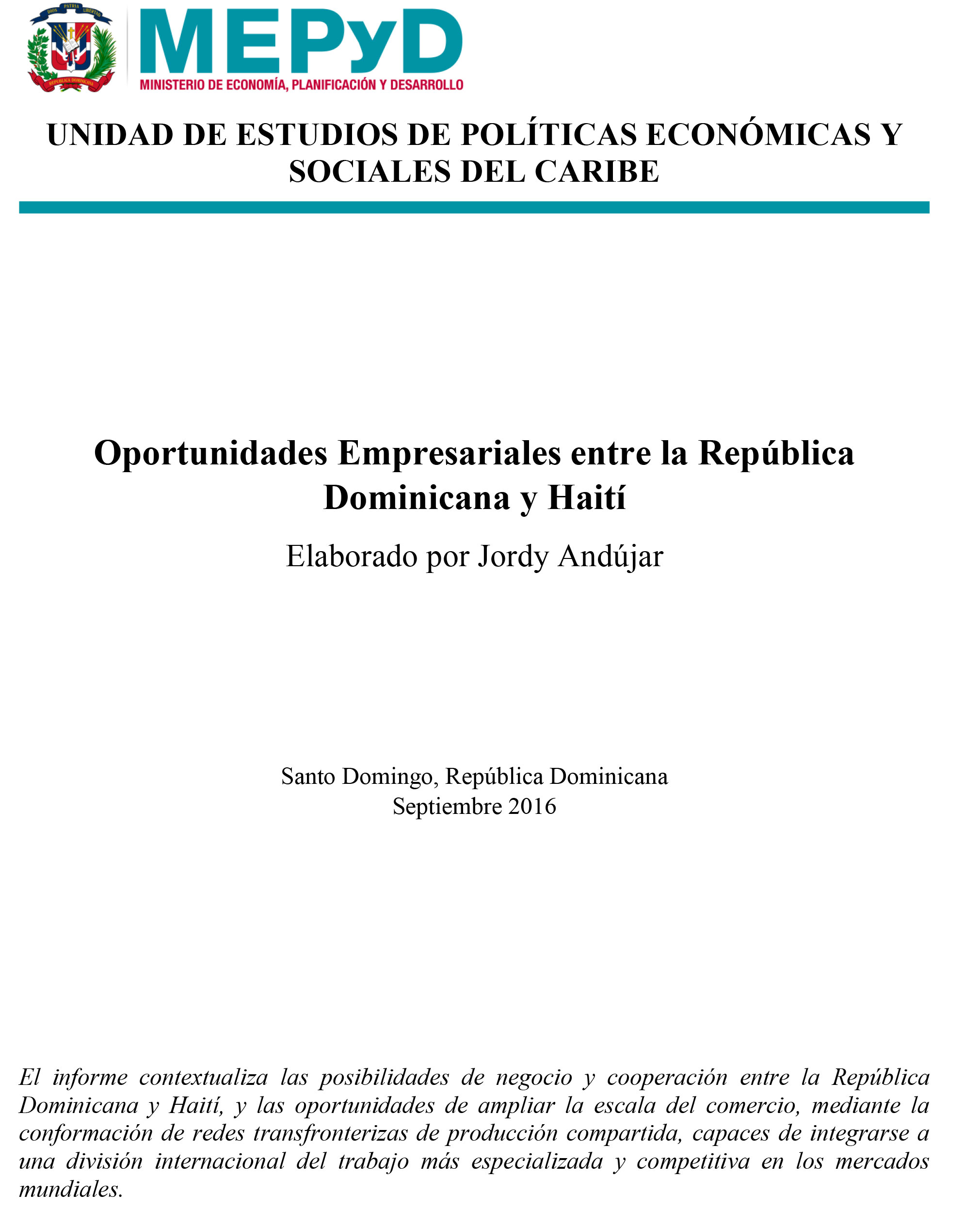 Oportunidades Empresariales entre la República Dominicana y Haití