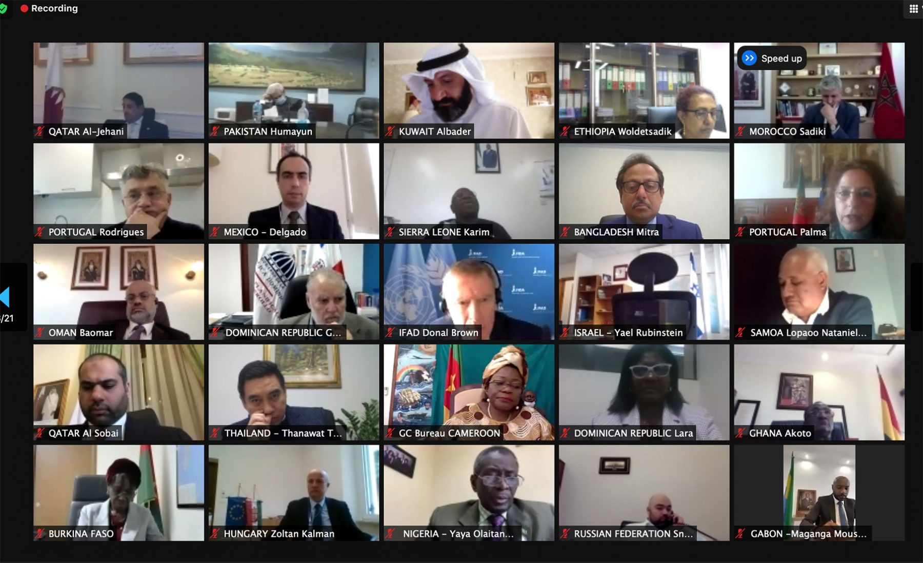 El ministro de Economía, Planificación y Desarrollo, Miguel Ceara Hatton, en la reunión virtual del Consejo de Gobernadores del FIDA. La actividad tiene lugar en Roma.