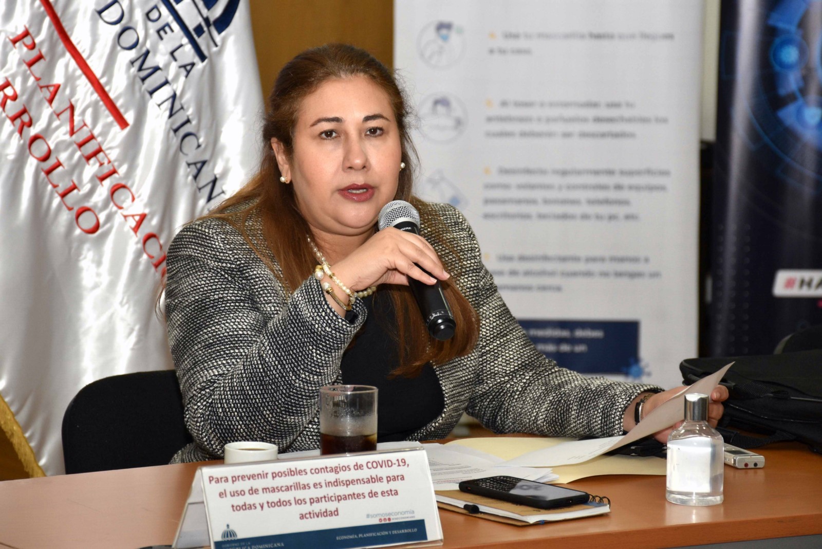 La directora ejecutiva del Centro Nacional de Fomento y Promoción de las ASFL, Vielka Polanco, encabeza el encuentro con los directivos de ministerios y otros organismos sectoriales.