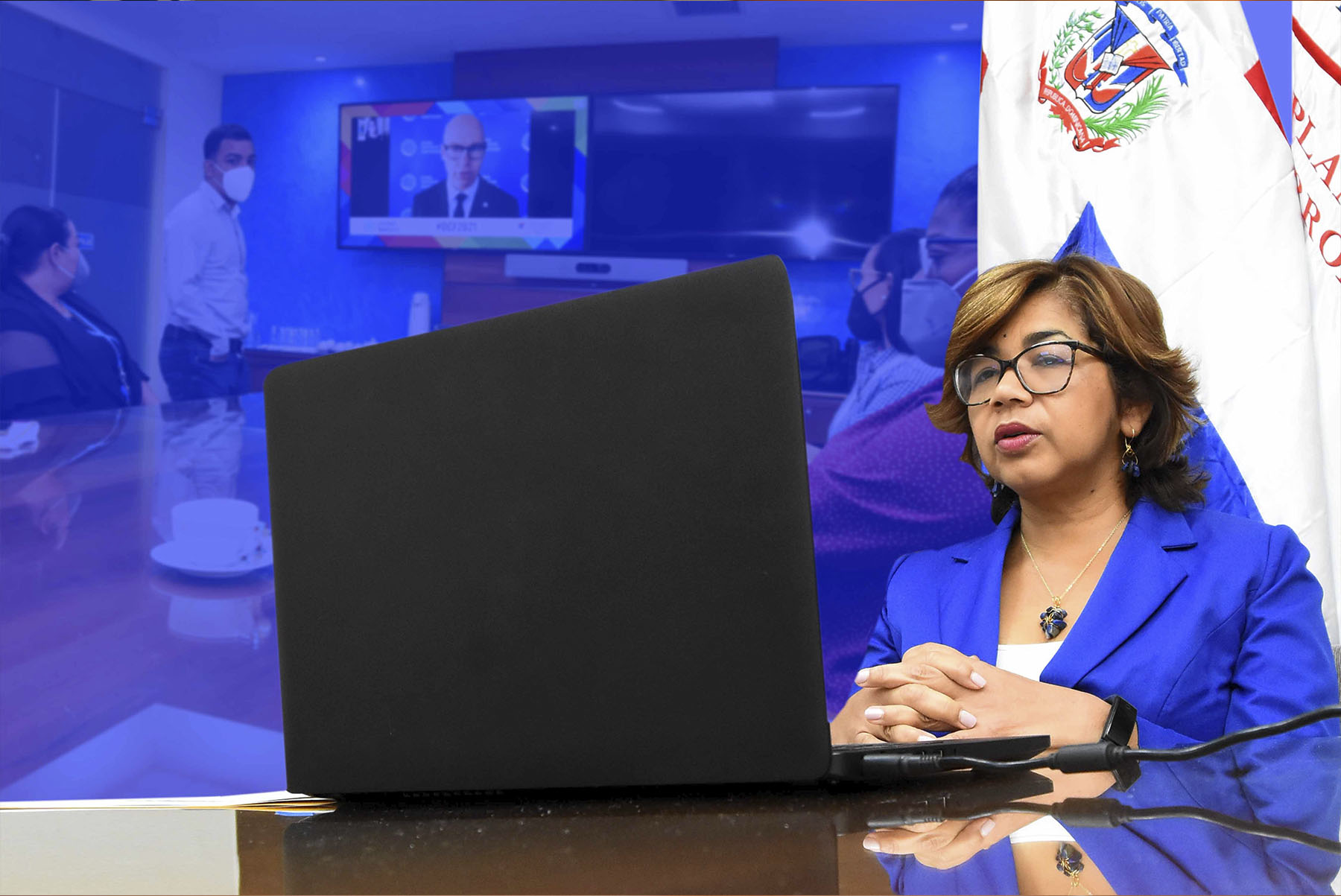 Olaya Dotel, viceministra de Cooperación Internacional del Ministerio de Economía, Planificación y Desarrollo, y Ordenadora Nacional de los Fondos Europeos para el Desarrollo, participa en la Reunión de Alto Nivel del Foro de Cooperación al Desarrollo.