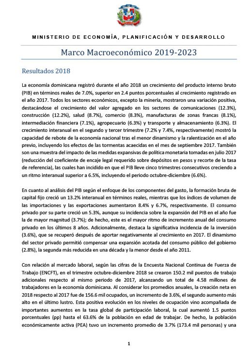 (Mar 2019) Marco Macroeconómico 2019-2023 26-3