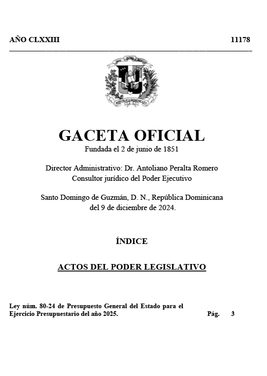 Ley 80-24 de Presupuesto General del Estado 2025
